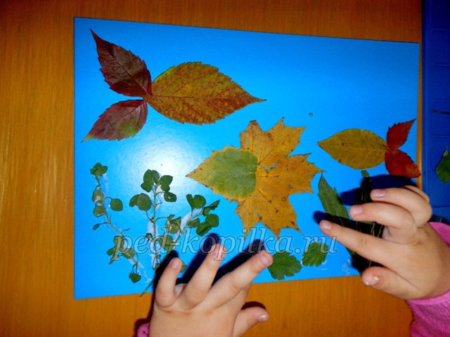 Аплікація з осіннього листя У рибок осінній бал