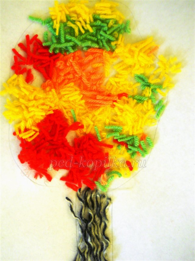 Аплікація з пряжі. Осіннє дерево. Майстер-клас Аплікація з пряжі. Осіннє дерево. Майстер-клас