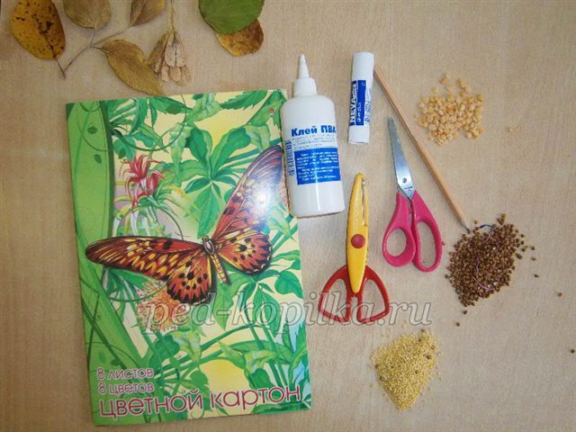 Аплікація з природних матеріалів на тему Осінь