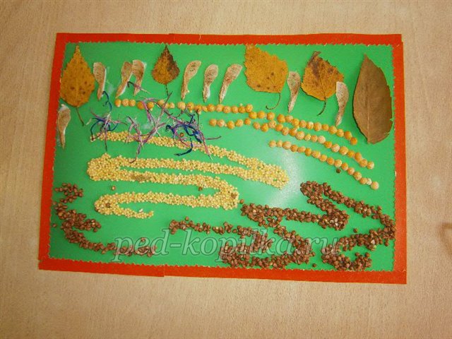 Аплікація з природних матеріалів на тему Осінь Аплікація з природних матеріалів на тему Осінь