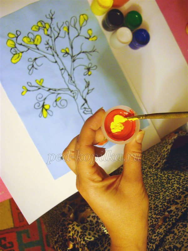 Осіннє дерево в техніці холодний батик. Майстер-клас з малювання Осіннє дерево в техніці холодний батик. Майстер-клас з малювання