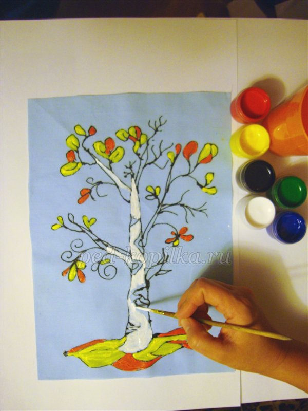 Осіннє дерево в техніці холодний батик. Майстер-клас з малювання Осіннє дерево в техніці холодний батик. Майстер-клас з малювання