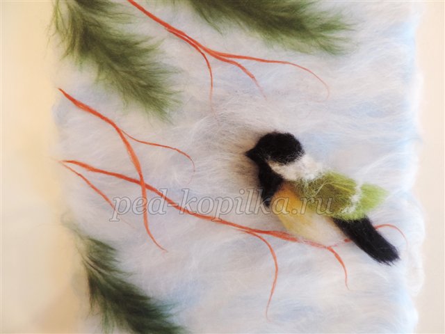 Картина з вовни Зимовий настрій. Майстер - клас