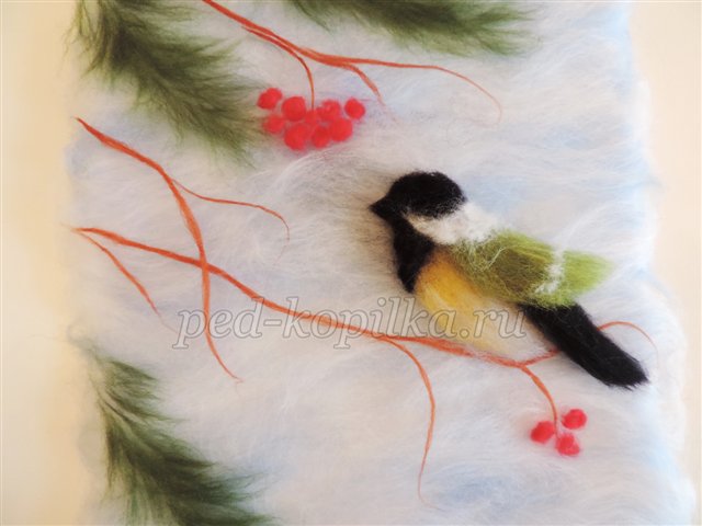 Картина з вовни Зимовий настрій. Майстер - клас