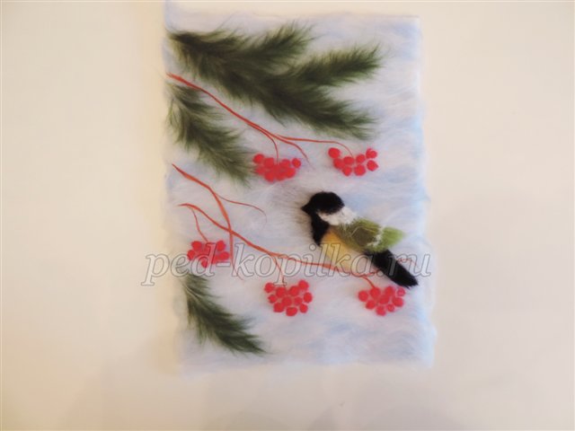 Картина з вовни Зимовий настрій. Майстер - клас