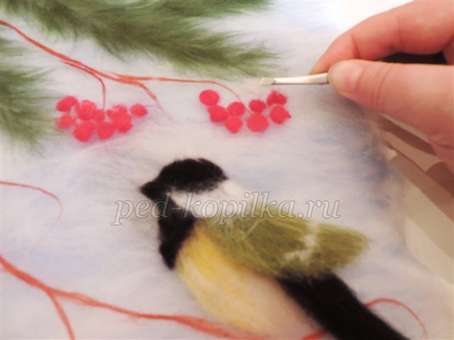 Картина з вовни Зимовий настрій. Майстер - клас