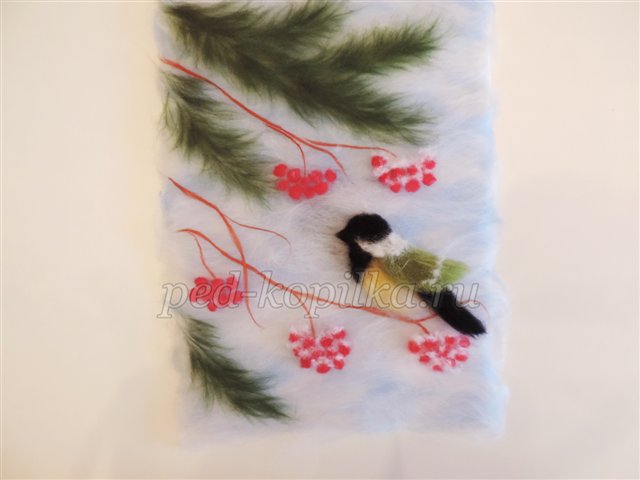 Картина з вовни Зимовий настрій. Майстер - клас