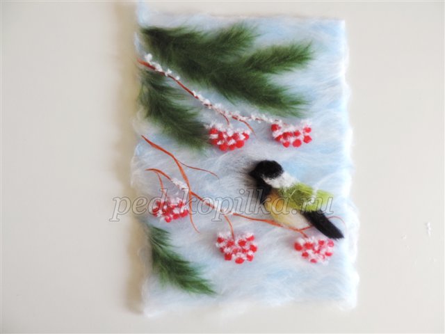 Картина з вовни Зимовий настрій. Майстер - клас