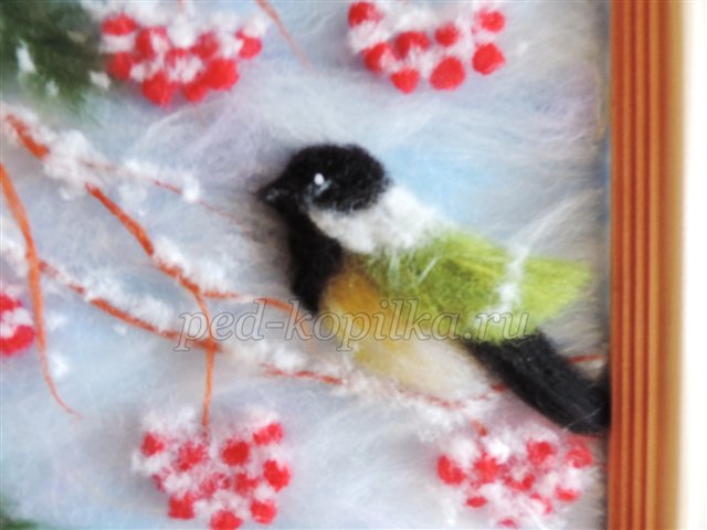 Картина з вовни Зимовий настрій. Майстер - клас