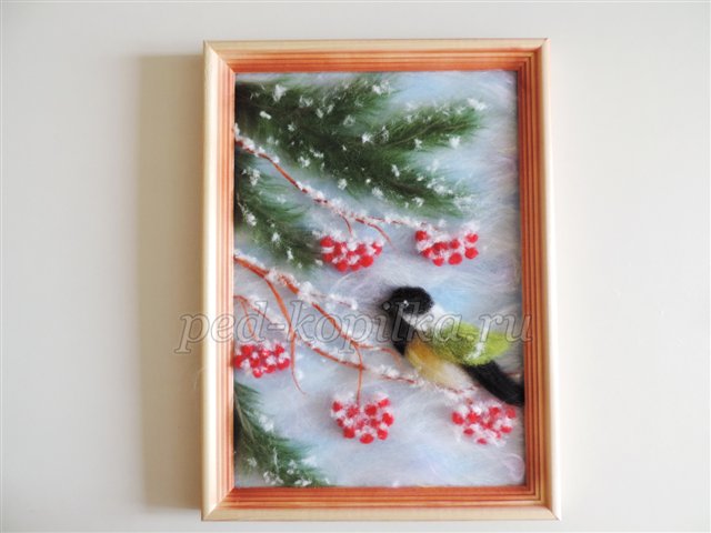 Картина з вовни Зимовий настрій. Майстер - клас