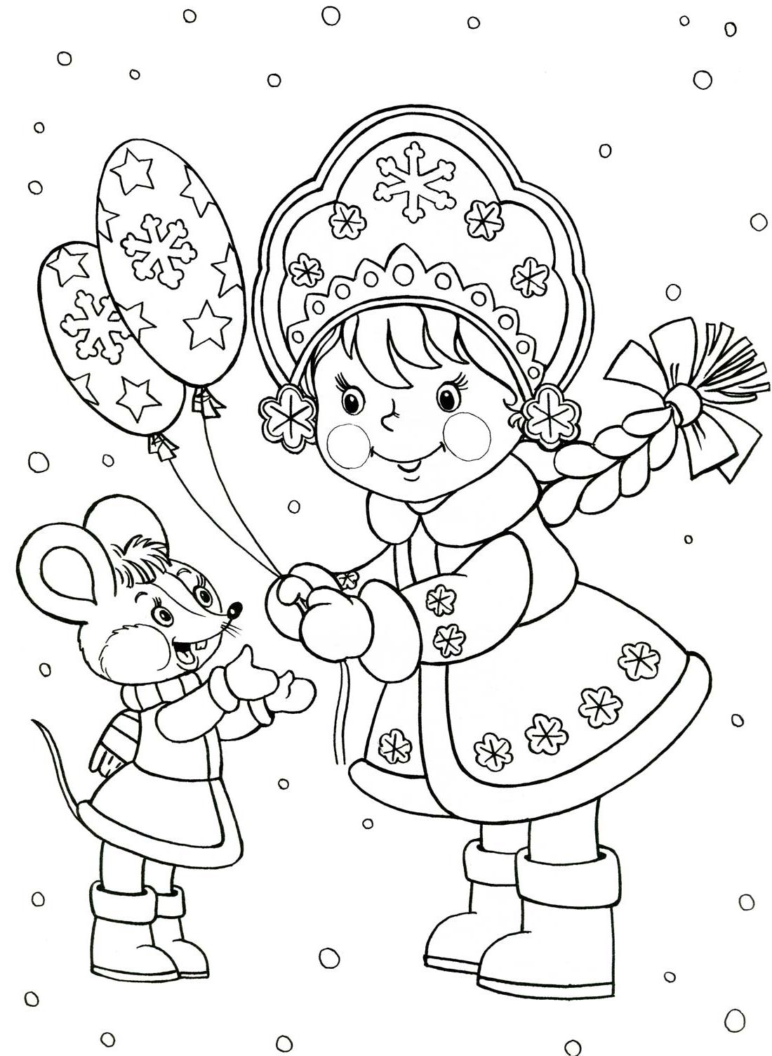 розмальовки снігуронька