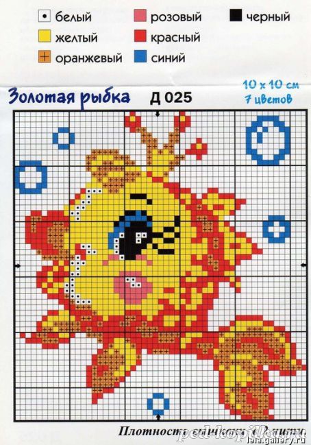 Золота рибка. Вишивка хрестом Схема