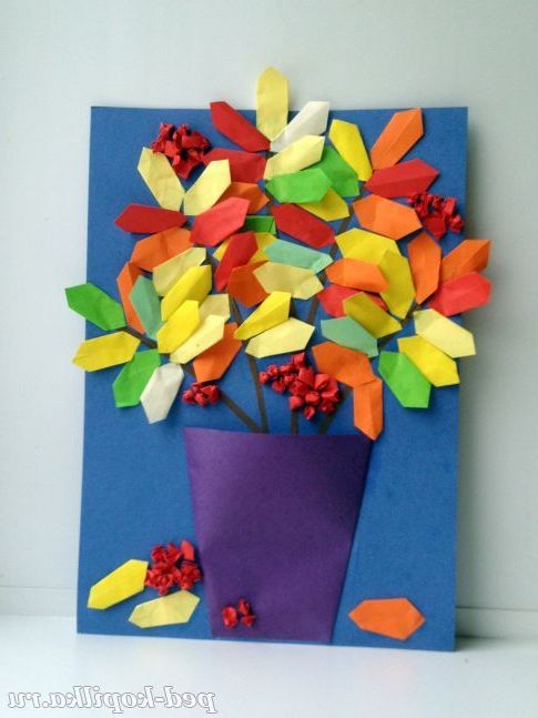Аплікація з елементами орігамі. Горобина в вазі