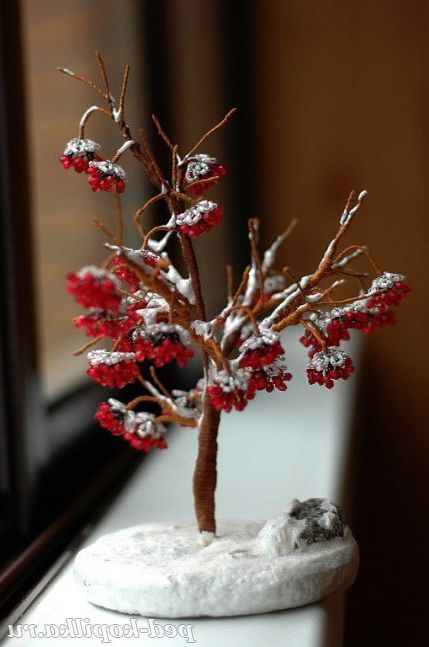 Зимова горобина з бісеру