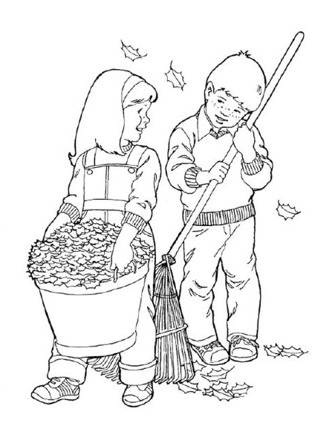 Розмальовка. Діти восени