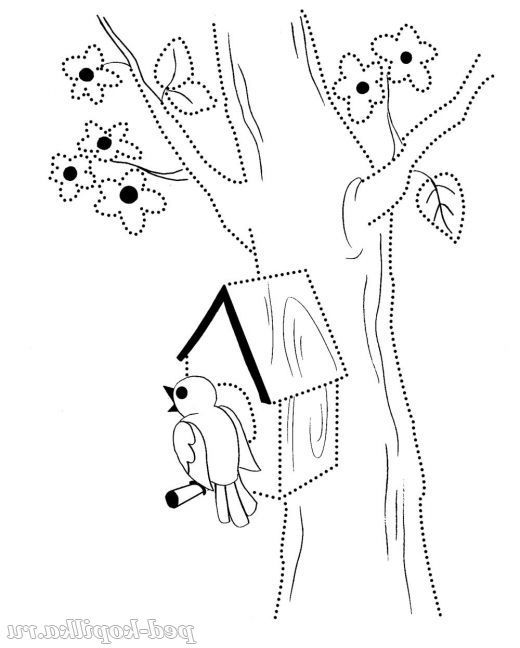Розмальовка. Пташка навесні
