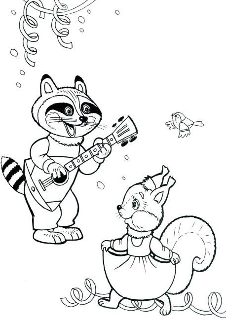 Розмальовка. Новий рік у лісі