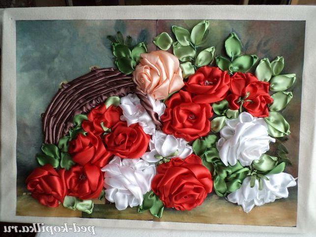 Вишивка стрічками. Троянди