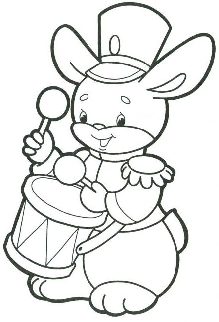 Розмальовка. Зайчик на карнавалі