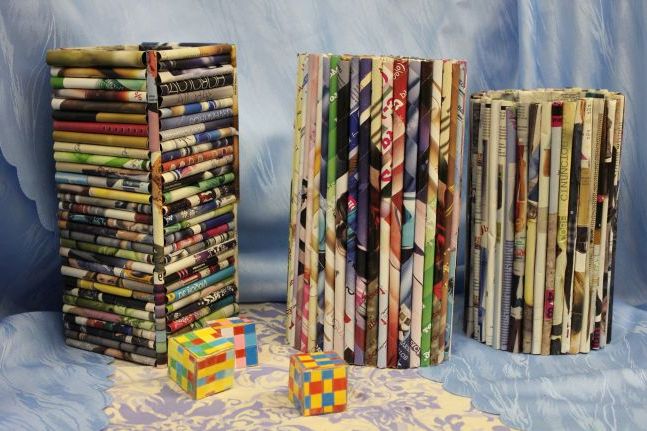 Незвичайні вази з паперових трубочок