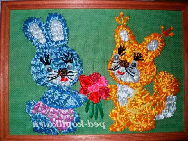 Панно, вишите стрічками