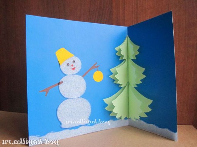 Об'ємна новорічна листівка своїми руками