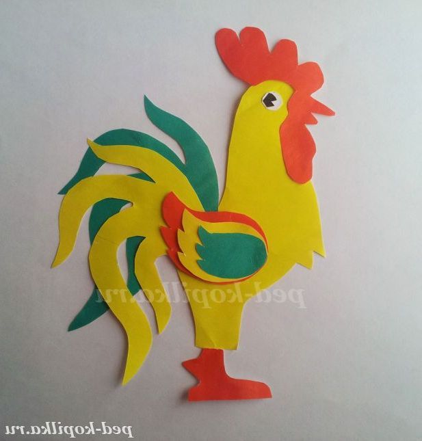 Аплікація з кольорового паперу Півник