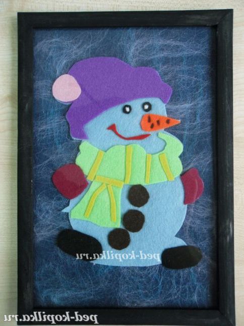 Аплікація Сніговик з фетру