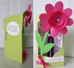 Об'ємне конструювання з паперу листівки на 8 березня «Аленький цветочек». Майстер-клас з покроковими фото